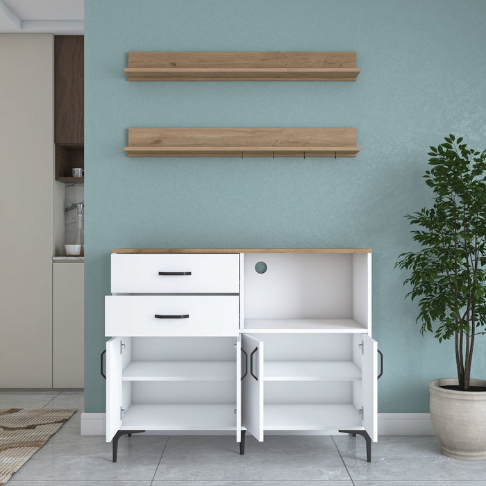 Hanah Home Armario Multiusos Blanco y Nogal